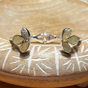 Kenneth Cole Yellow Flower Rhinestone Open Hinge Bangle Bracelet